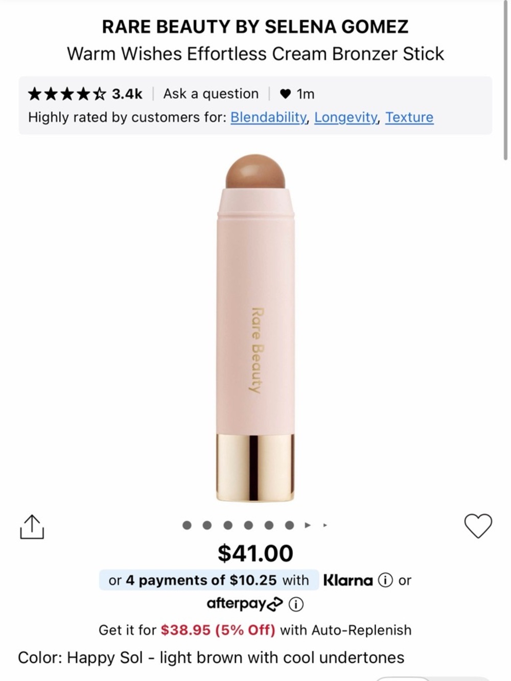 *sold*New Rare Beauty Bronzer Stick